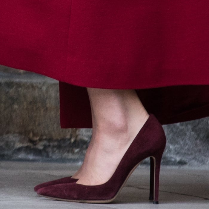 Catherine, Duchess of Cambridge rocked her favorite Gianvito Rossi shoes in Bordeaux suede