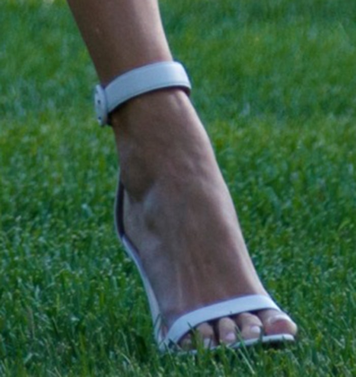 Ivanka Trump shows off her feet in white Gianvito Rossi sandals
