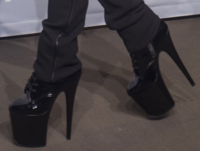 Lady Gaga's size 6 feet in ridiculously high platform boots