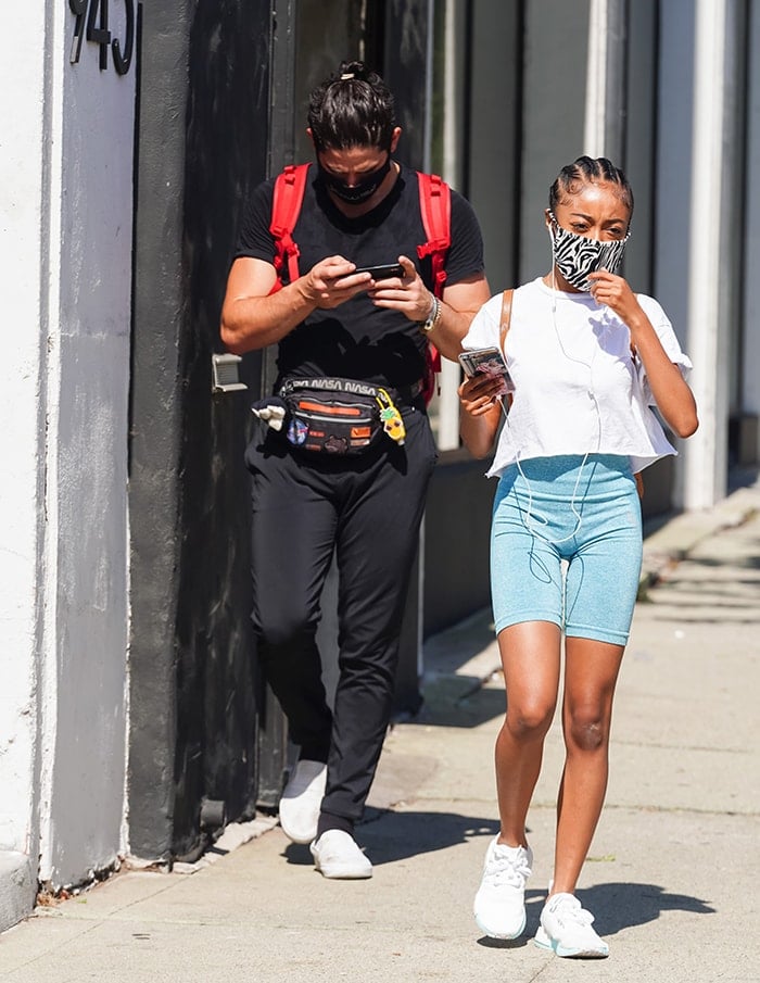 Alan Bersten and Skai Jackson at the Dancing With the Stars rehearsal studios in Los Angeles on October 16, 2020