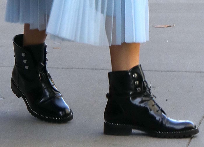 Olivia Palermo slips into a pair of Dior Rebelle army combat boots