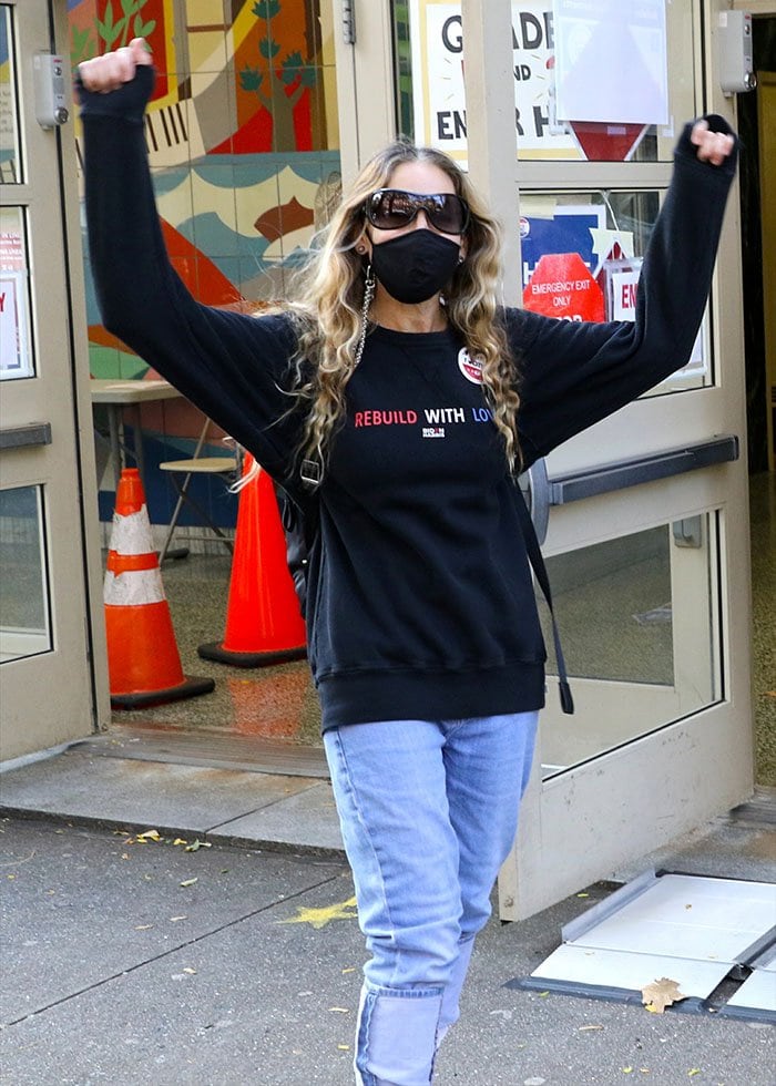 Sarah Jessica Parker appears to be in high spirits after voting