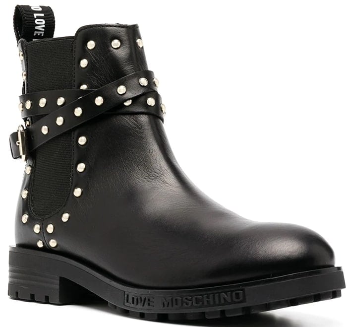 Love Moschino studded Chelsea boots with gold-tone stud detailing