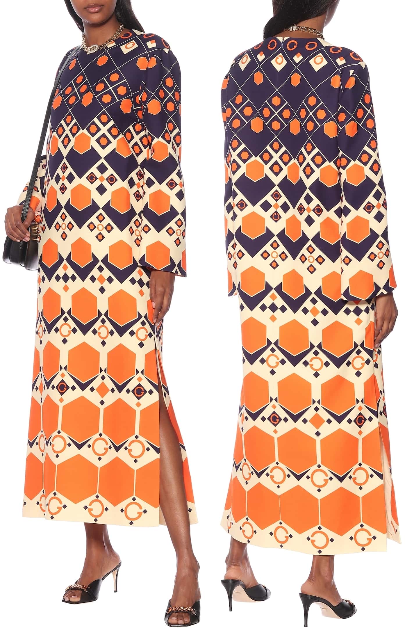 Bring the spirit of the '70s to life with this silk and wool cady maxi dress from Gucci