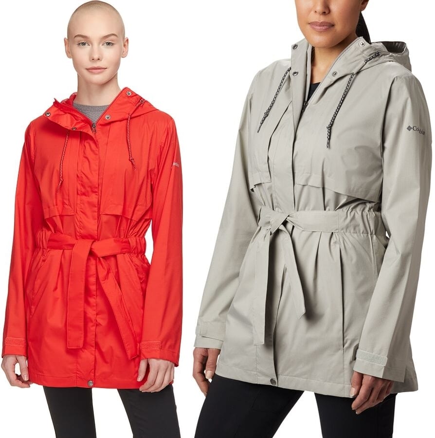 A classically styled women's raincoat for casual urban escapades