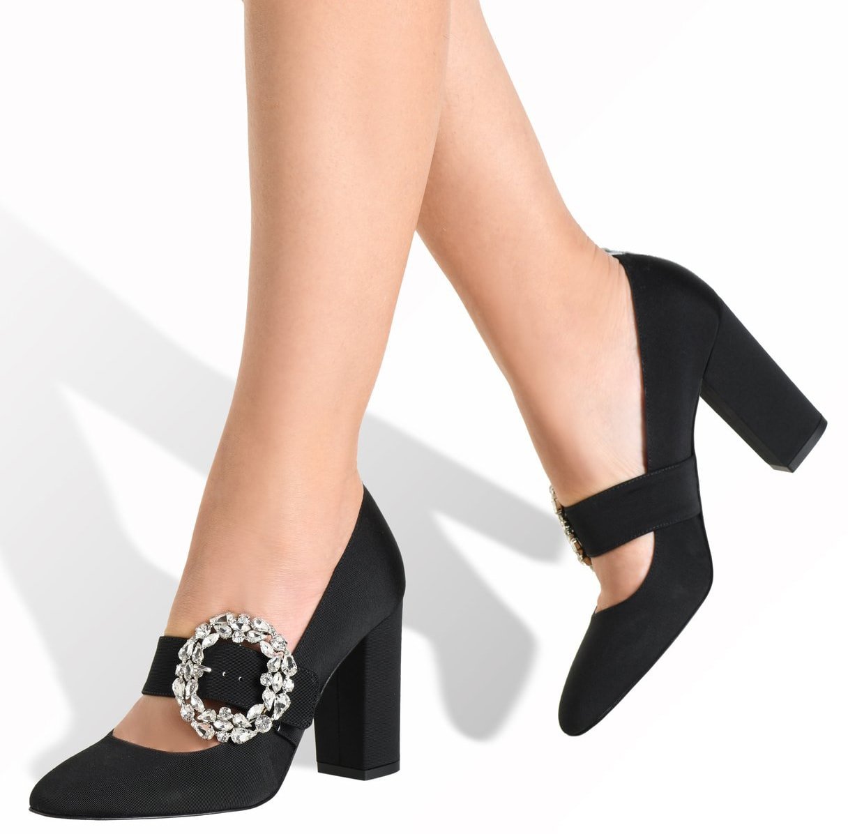 The SJP Celine pumps are known for their crystal buckled Mary Jane straps