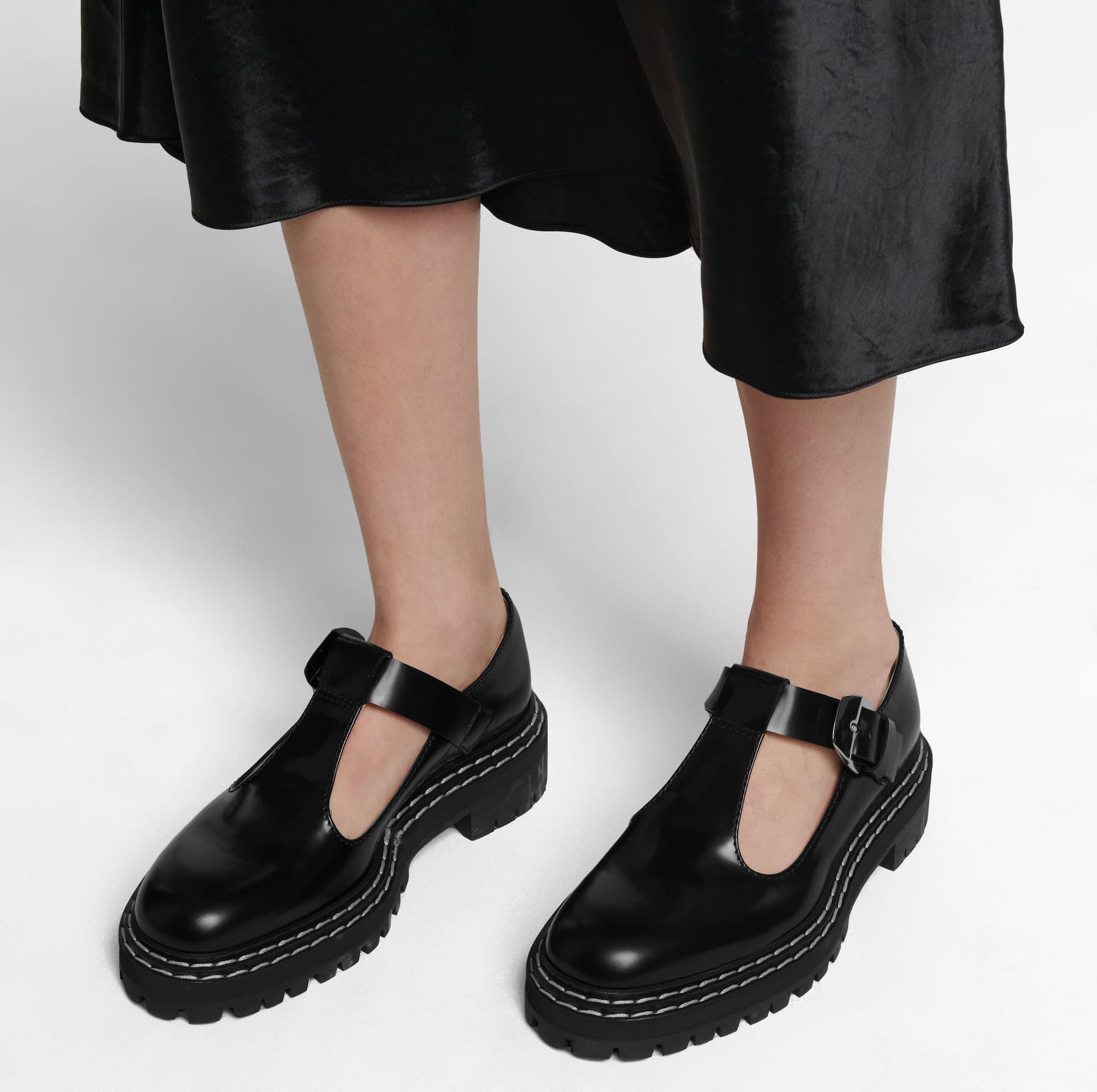 These Proenza Schouler Mary Janes feature wide straps and chunky lug soles