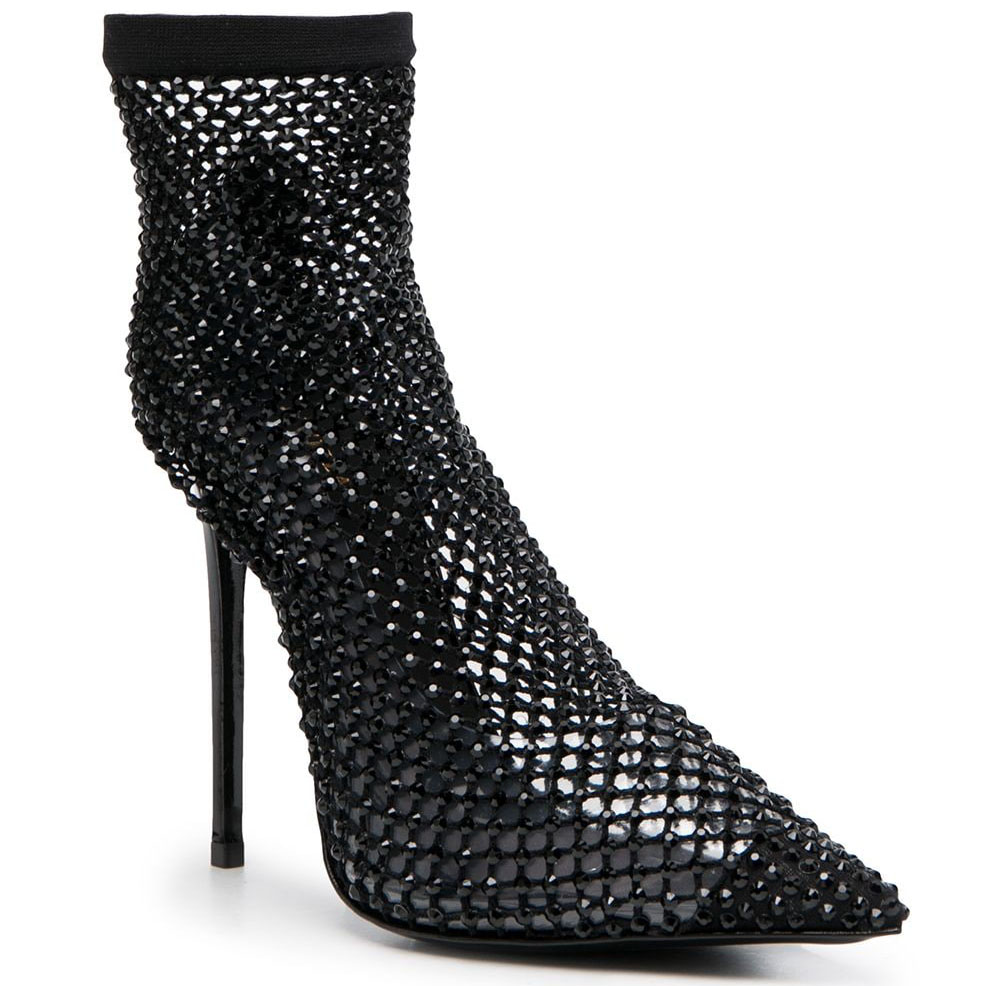 Le Silla's Gilda booties have clear PVC pumps covered with crystal-embellished net