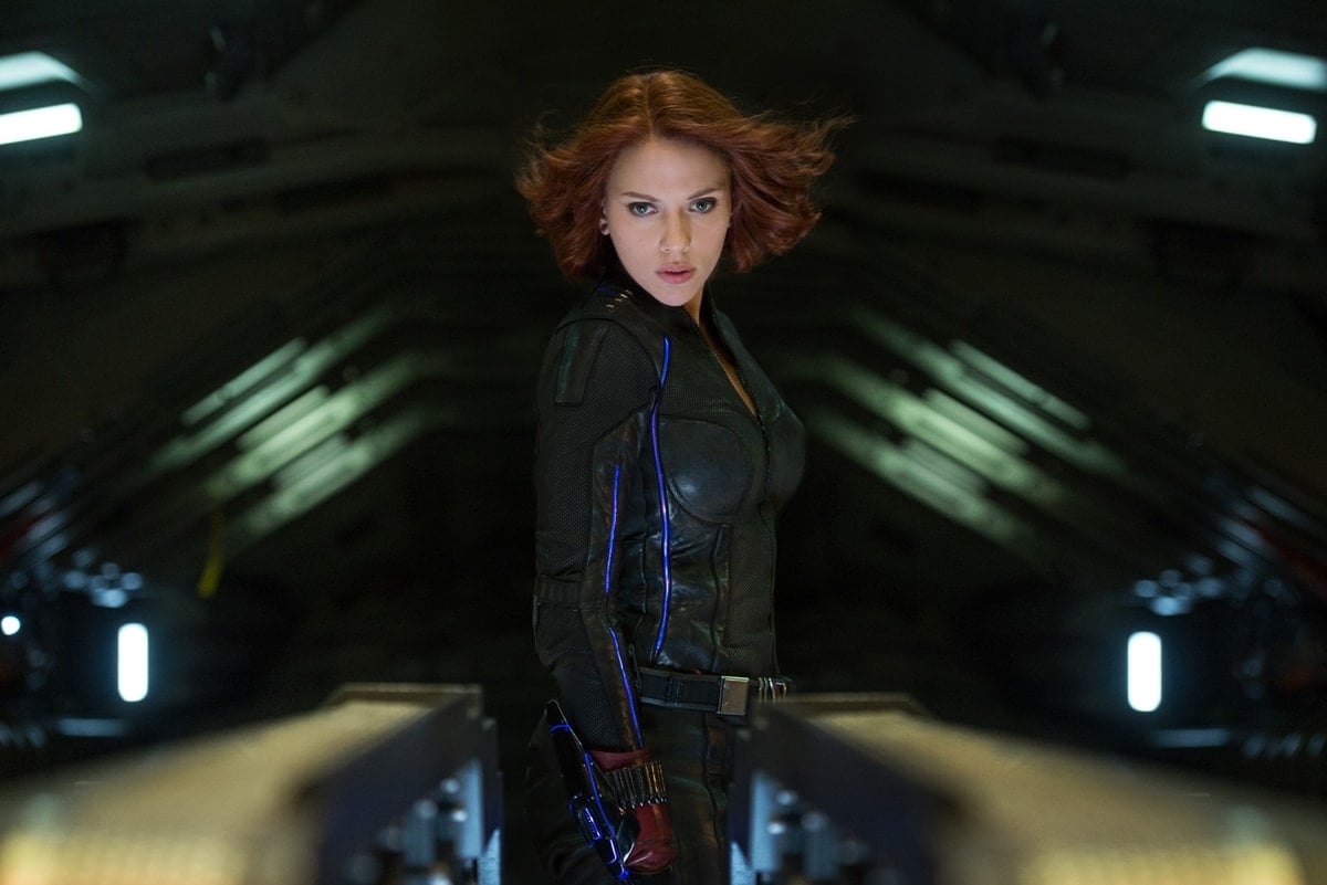 Scarlett Johansson as Natasha Romanoff/Black Widow in the 2015 American superhero film Avengers: Age of Ultron