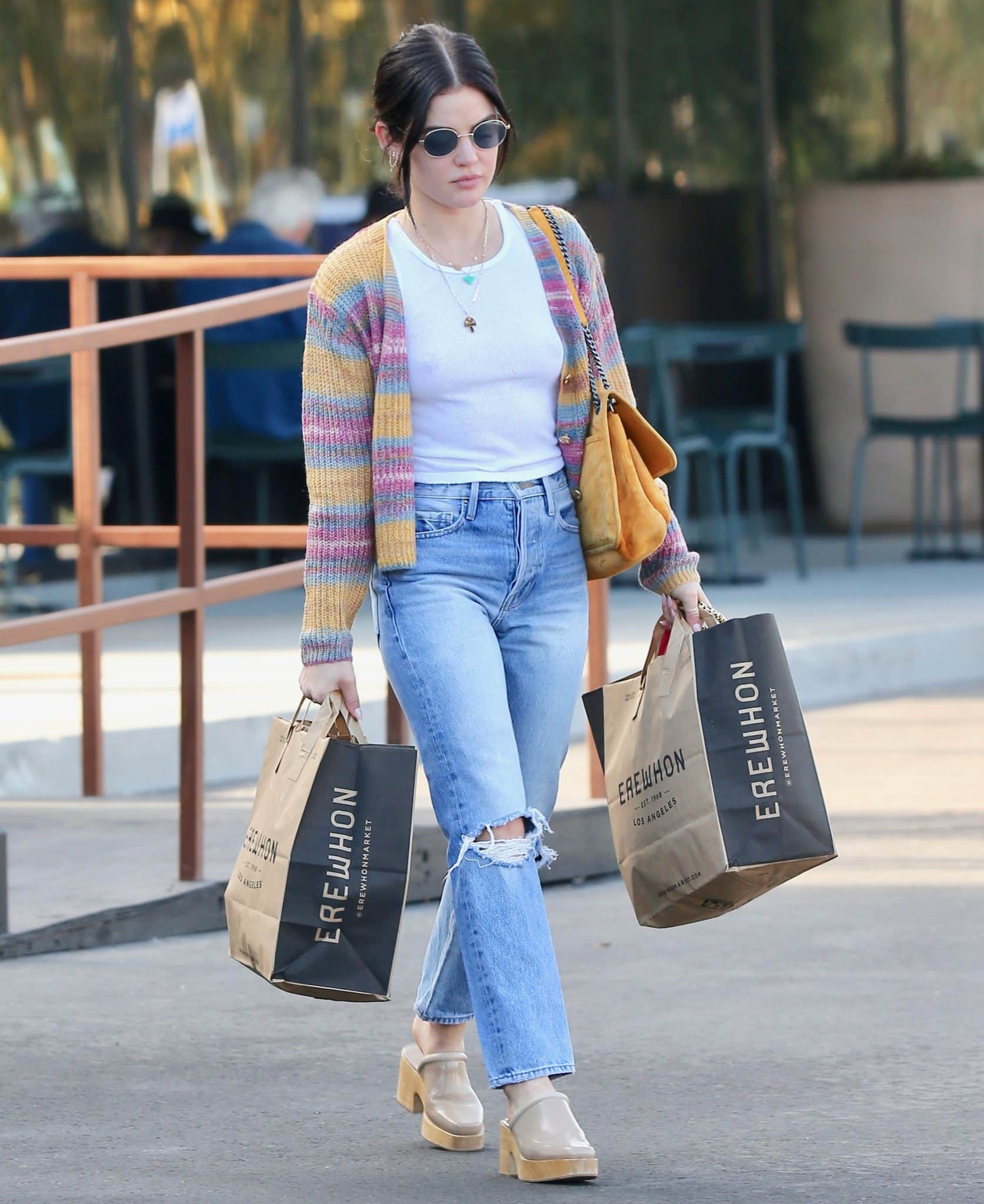 Braless Lucy Hale Reveals Dark Time After PLL in Rachel Comey Salta Clogs