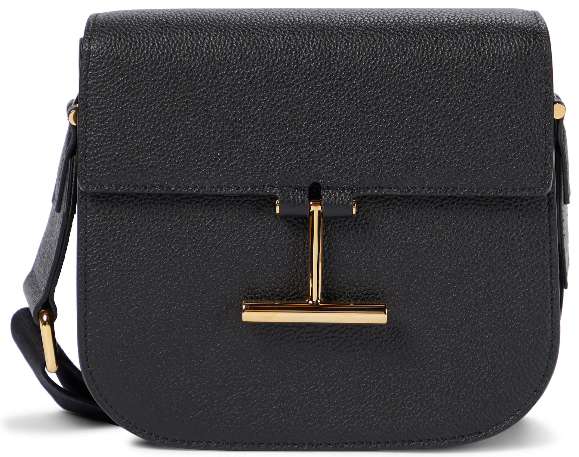 Compact yet practical, the Tara mini crossbody bag is made in Italy from black grained calf leather and is shaped with a flap top, finished with the designer's T-monogram hardware