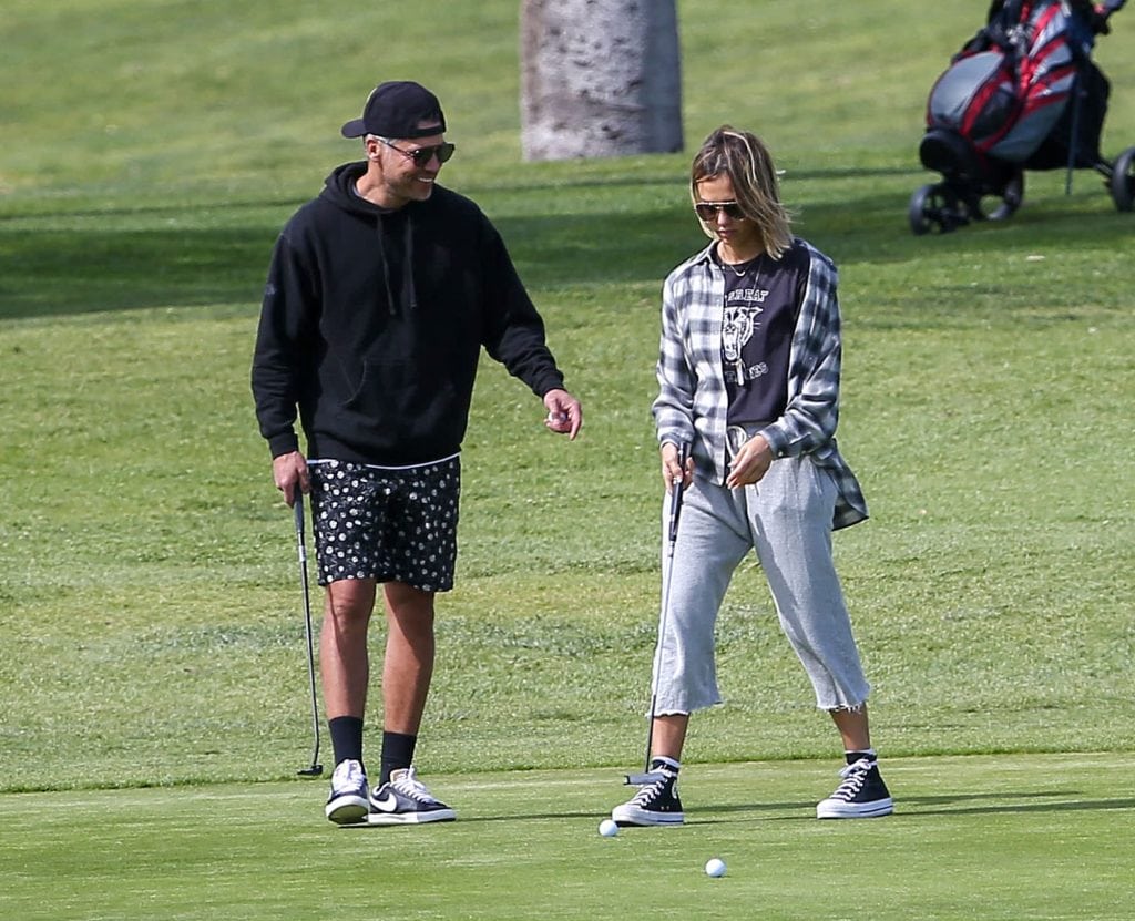 Jessica Alba Plays Golf With Cash Warren and Kids in Flannel Shirt and ...