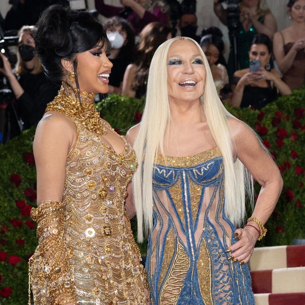 Cardi B Drips In Gold With Donatella Versace At 2022 Met Gala