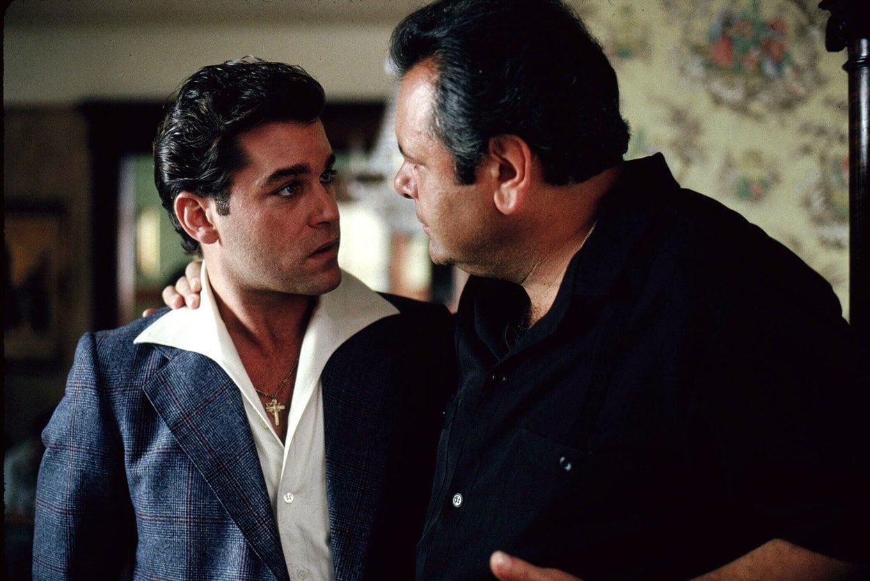 Ray Liotta as Henry Hill and Paul Sorvino as Paulie Cicero in the 1990 American biographical crime film Goodfellas