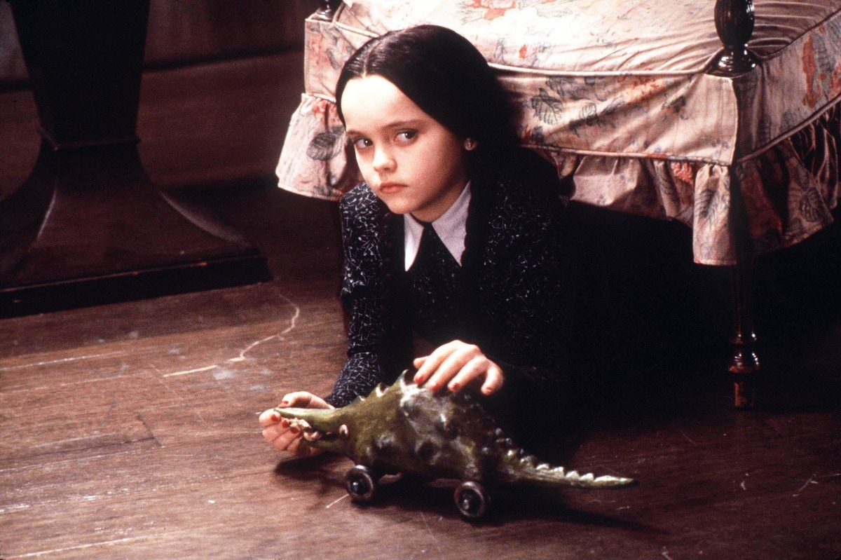 10-year-old Christina Ricci as Wednesday Addams in the 1991 supernatural black comedy film The Addams Family