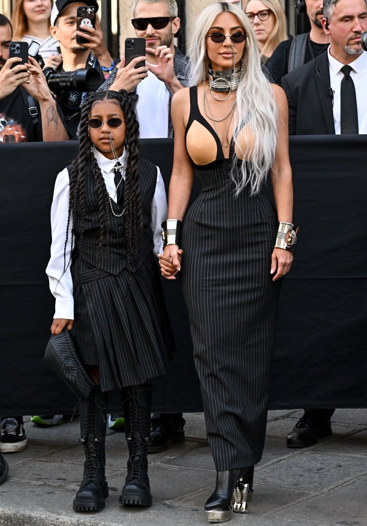 Kim Kardashian and North West Twinned with Matching Nose Chains at Paris  Fashion Week