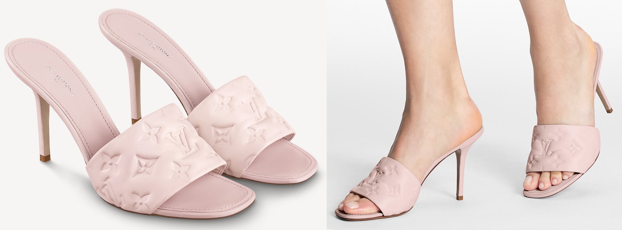 Louis Vuitton, Shoes, Louis Vuitton Revival Mule Monogram Green Heel  Padded Heels Sandals