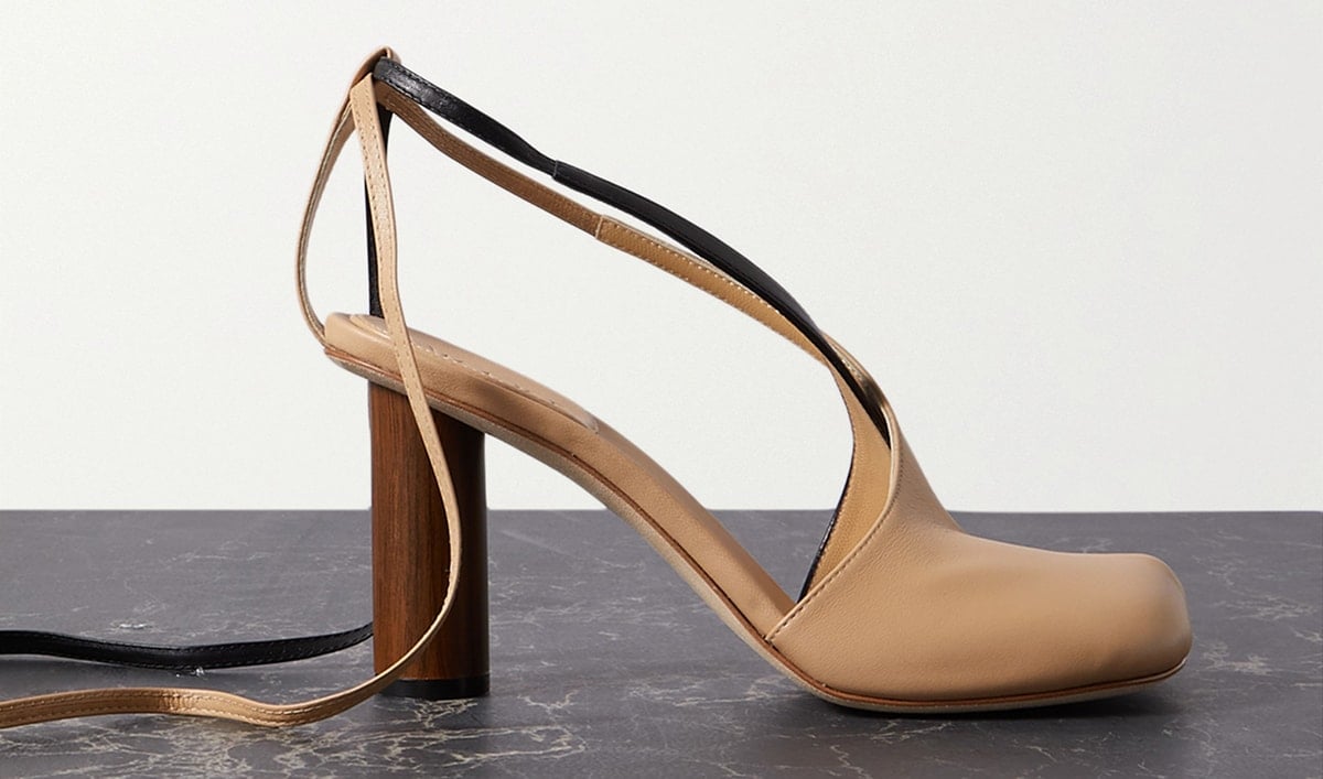 From the side, the Geraldine sandals look like a closed-toe pump