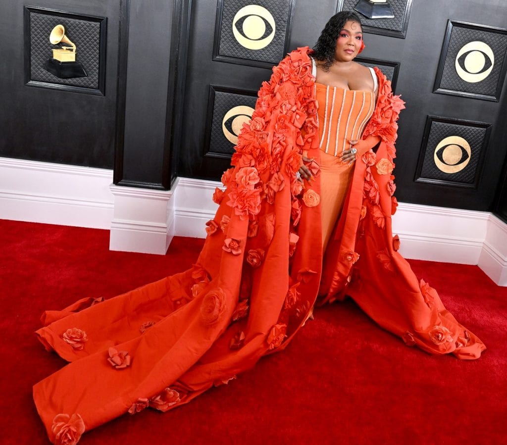 Lizzo Stuns In Explosive Floral Gown At 2023 Grammy Awards