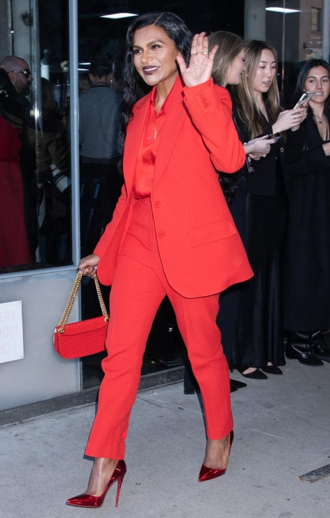 Mindy Kaling's Boss Lady Vibe in Red at Michael Kors Fall 2023