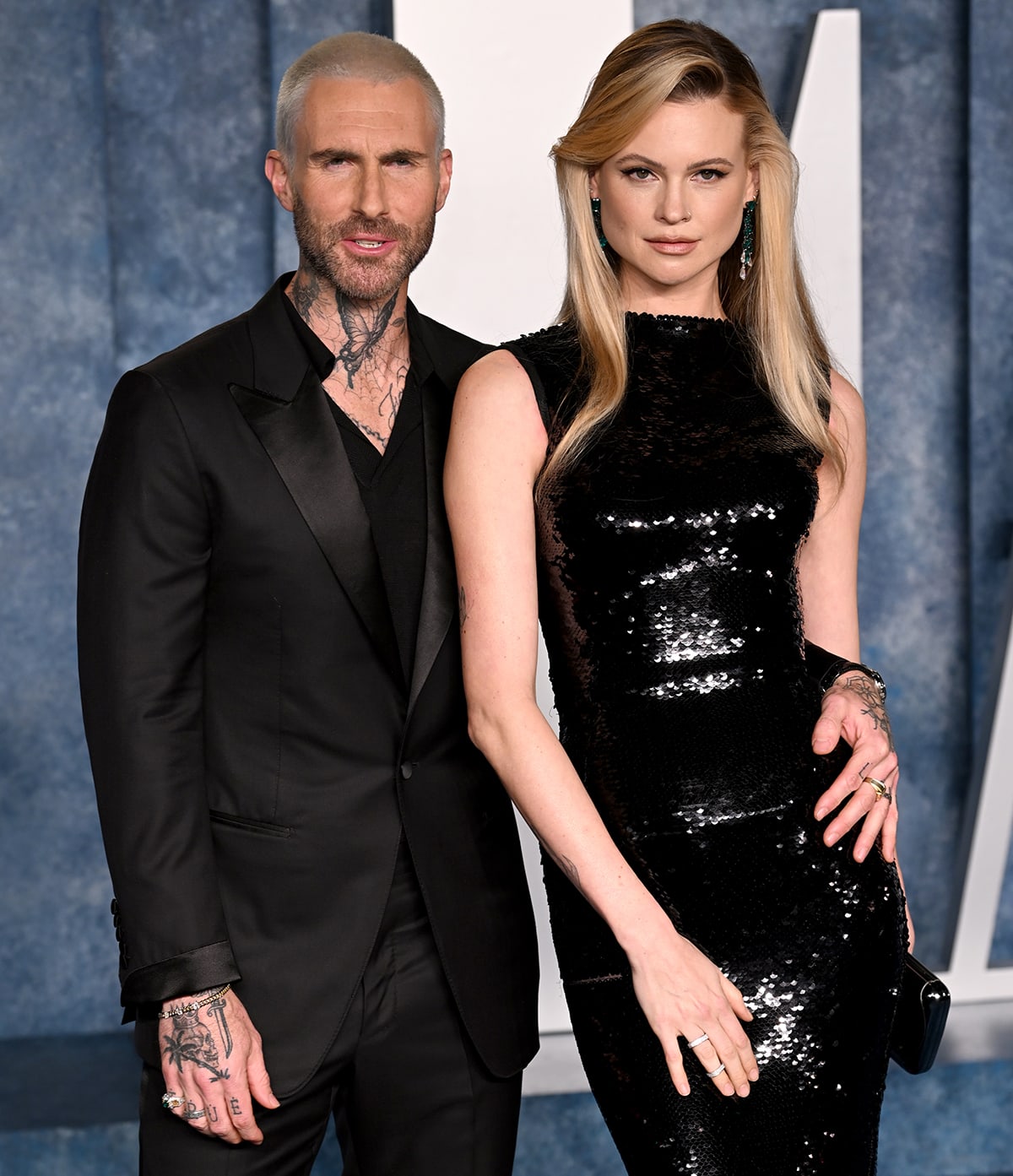 Adam Levine and Behati Prinsloo Kiss at Vanity Fair Oscars Party After ...