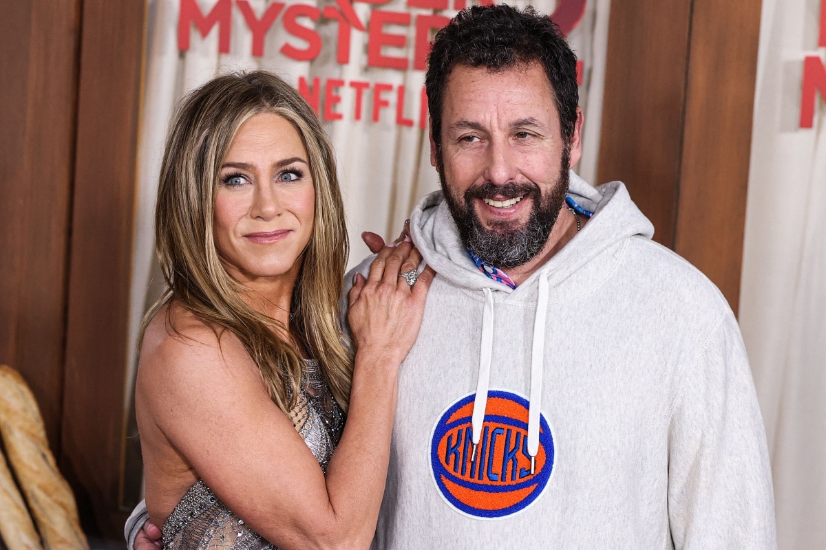 Jennifer Aniston and Adam Sandler attending the Los Angeles premiere of Murder Mystery 2