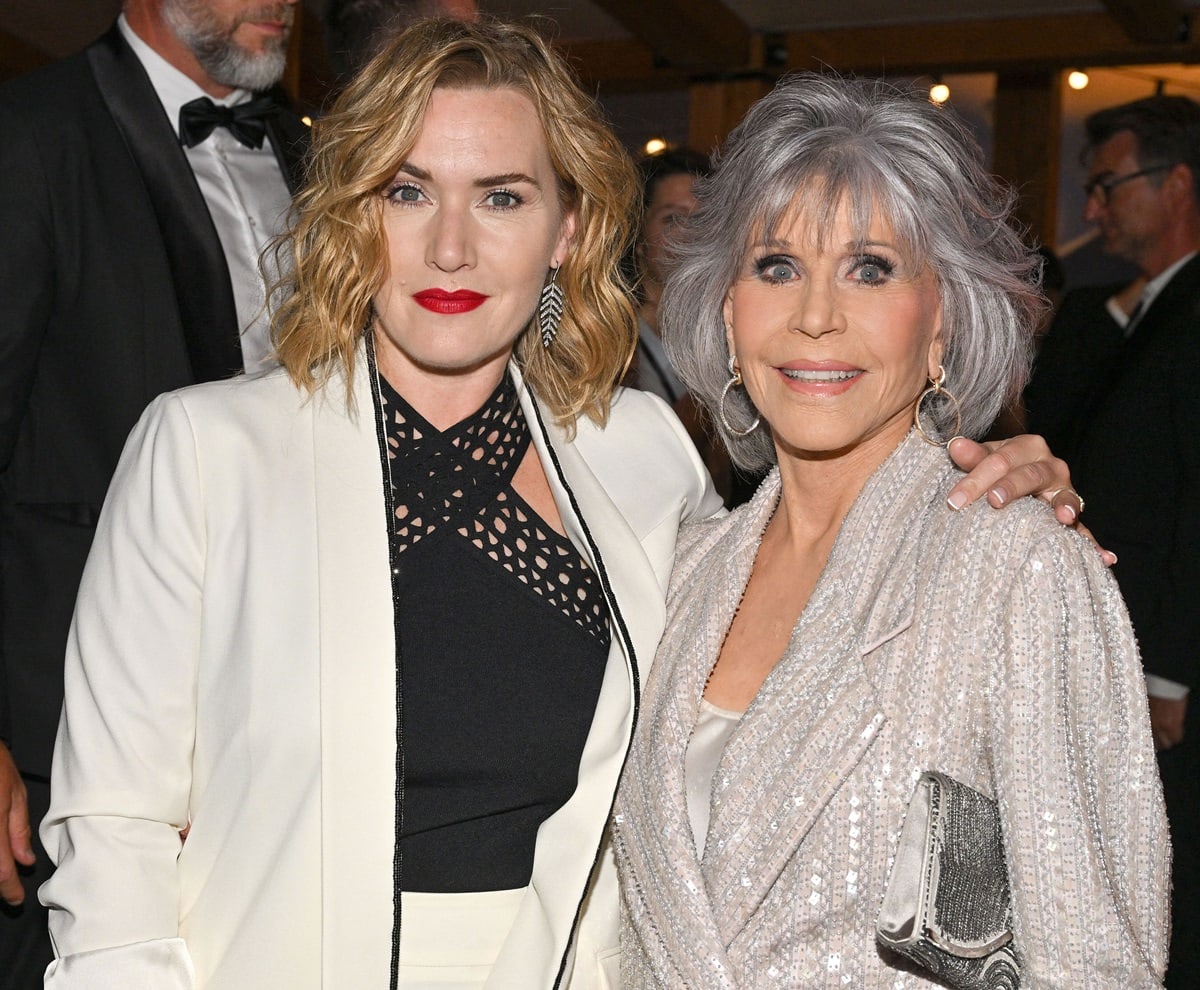 Kate Winslet and Jane Fonda opted for chic power suits and made a stylish statement at L'Oreal's Lights on Women Award event during the 2023 Cannes Film Festival