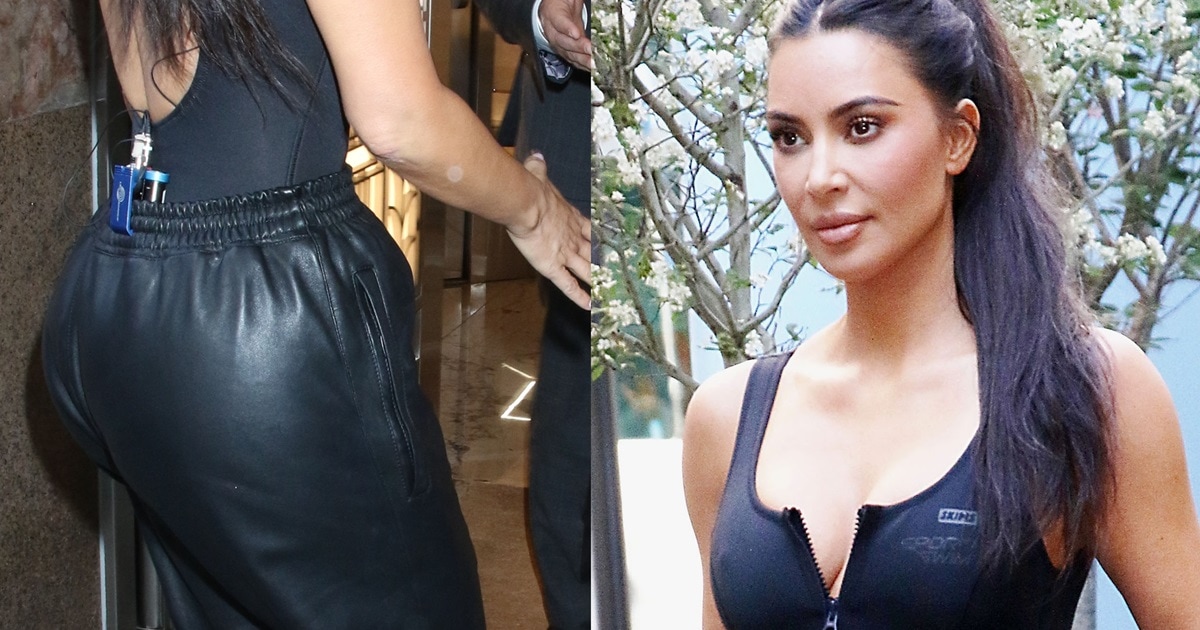 Kim Kardashian showcases her curves in a plunging SKIMS swimsuit and  Balenciaga joggers at Tiffany's