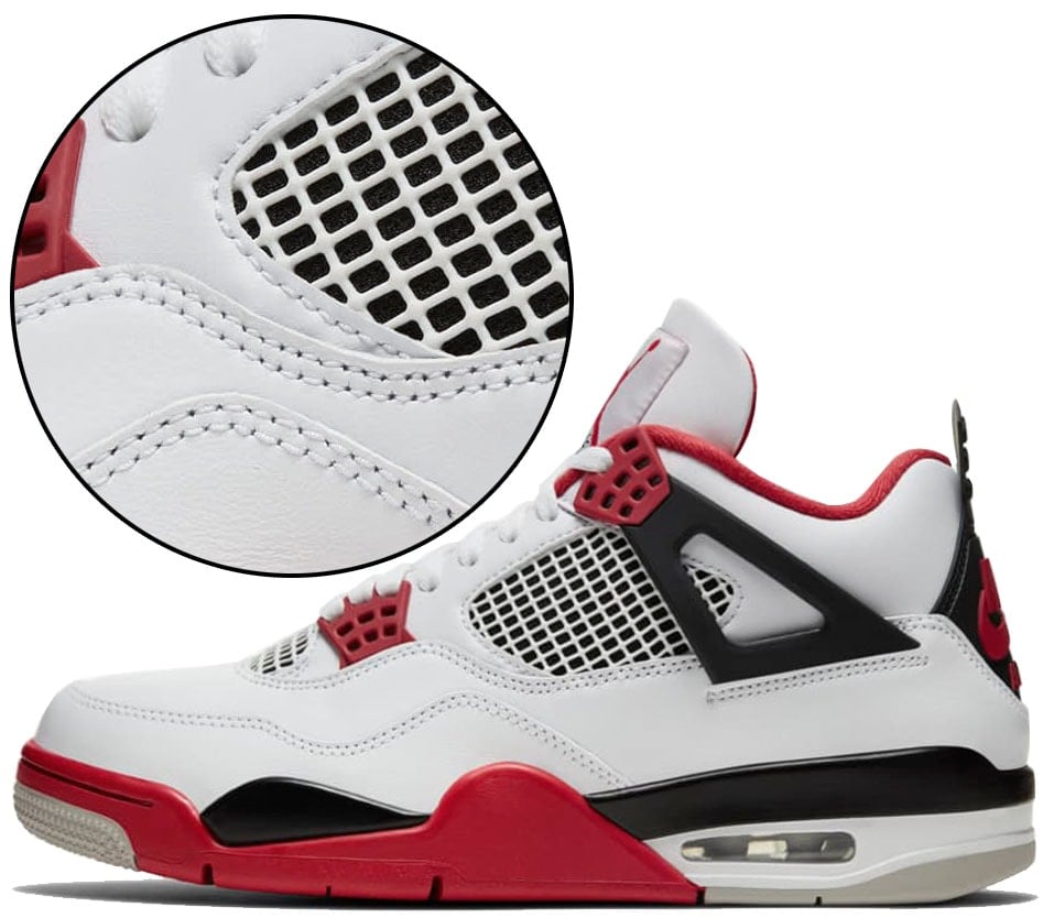 While counterfeit Nike sneakers may have uneven or sloppy stitching, genuine Air Jordan 4s feature precise and consistent stitching