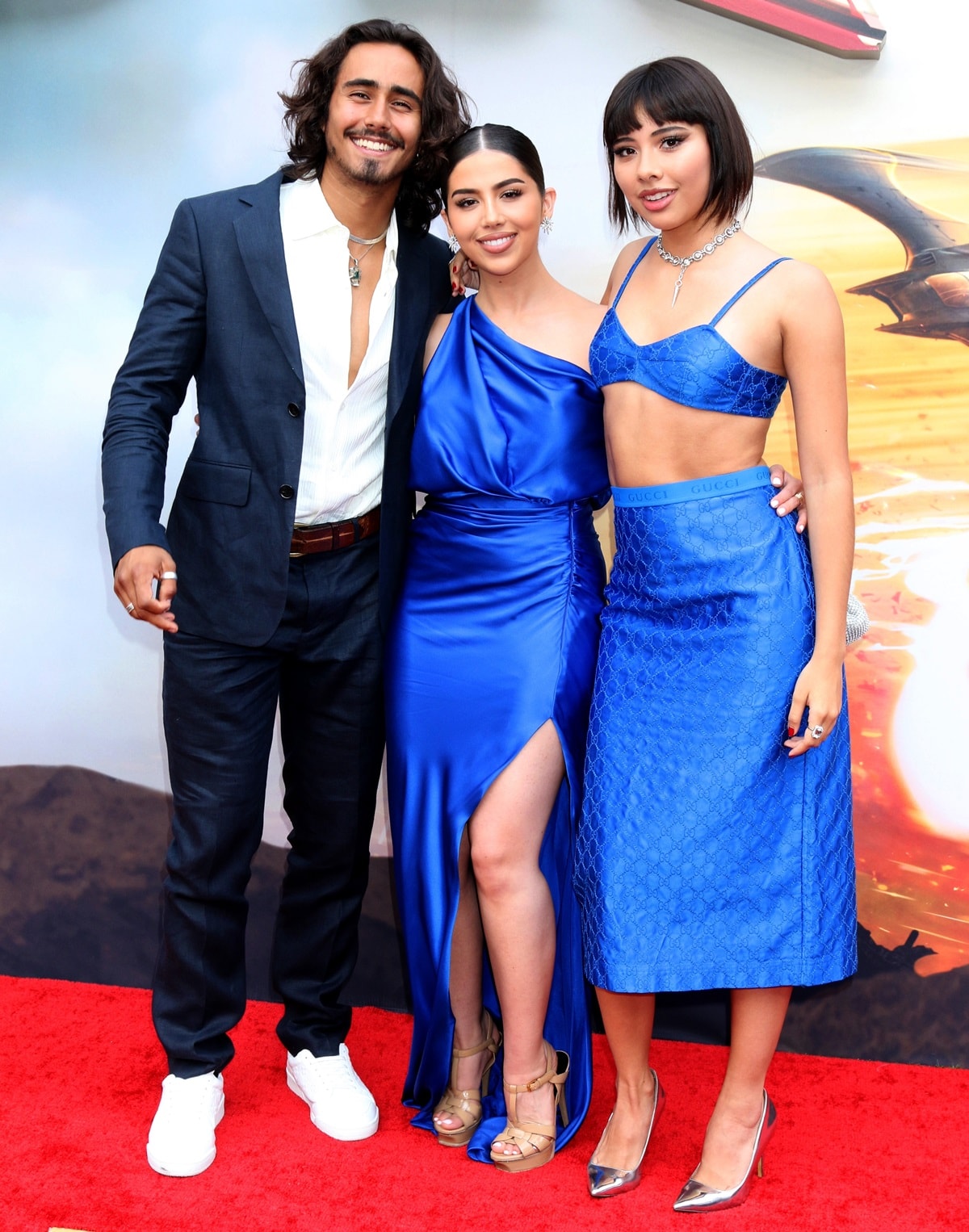 Michael Cimino, Amanda Diaz and Xochitl Gomez at the premiere of "The Flash" held at TCL Chinese Theatre IMAX