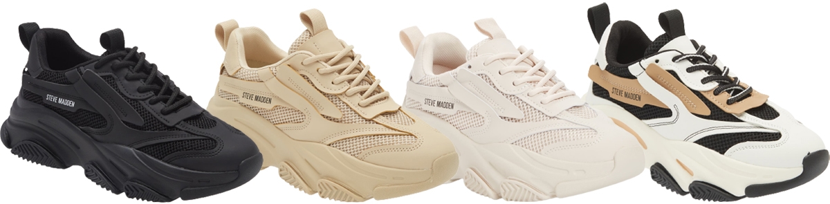 A trendy chunky dad sneaker, the Possession is made of synthetic material with a mesh upper and a 2.5-inch molded midsole