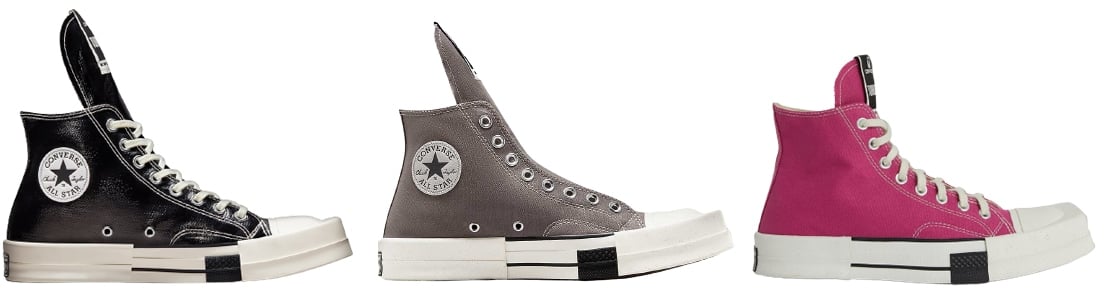 The Rick Owens x Converse DRKSHDW TURBODRK high-top comes with a lace-less design and in multiple color palettes