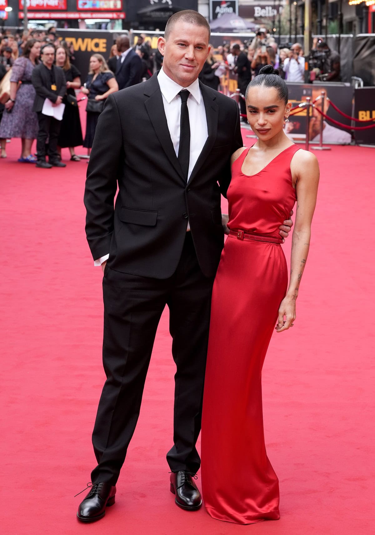 Zoe Kravitz and her fiancé Channing Tatum looked smitten at the European premiere of her directorial debut Blink Twice