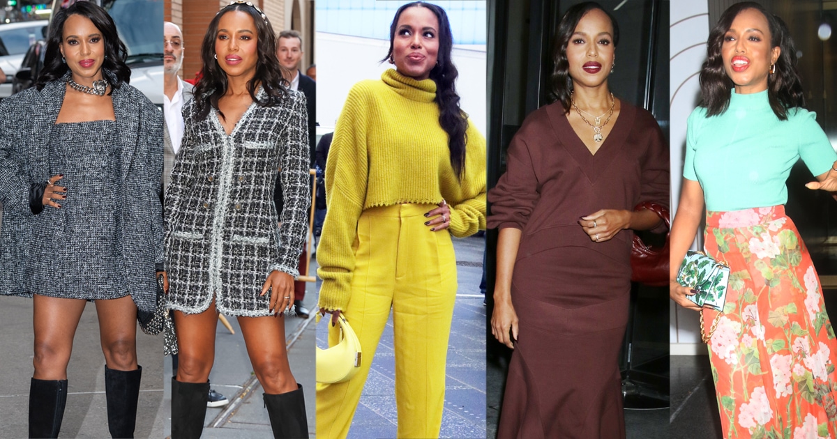 Kerry Washington channels Blair Waldorf in two tweed dresses