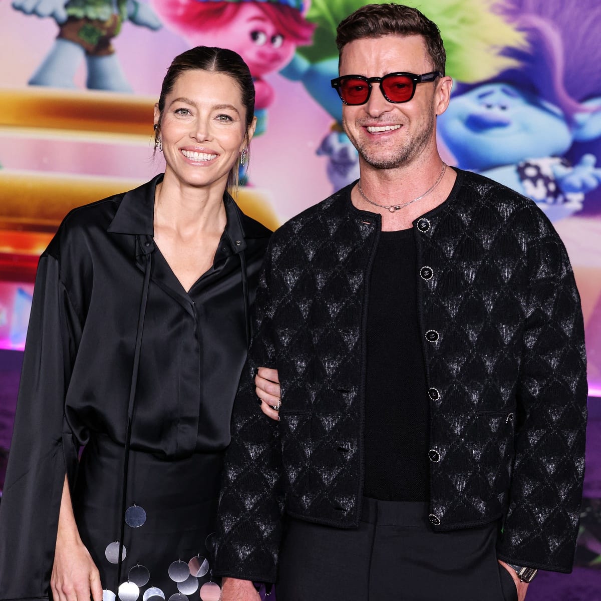 Jessica Biel with husband Justin Timberlake at the special screening of Trolls Band Together