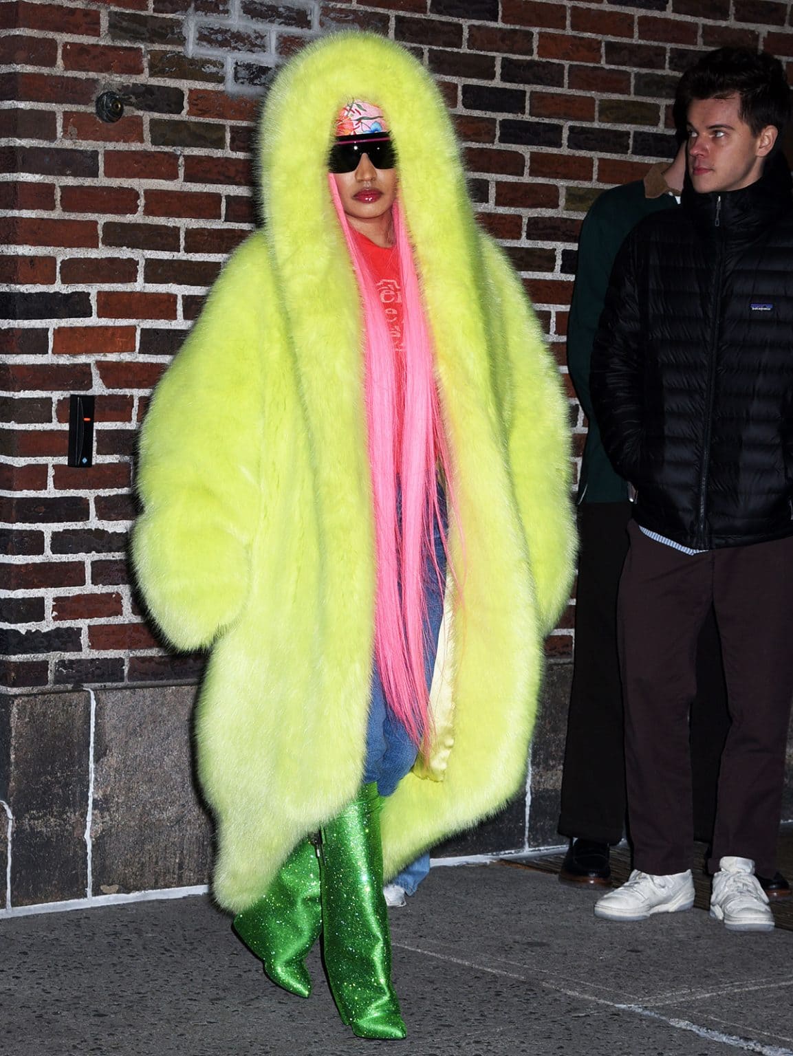 Nicki Minaj Promotes Pink Friday 2 World Tour in Neon Fur Winter Coats ...