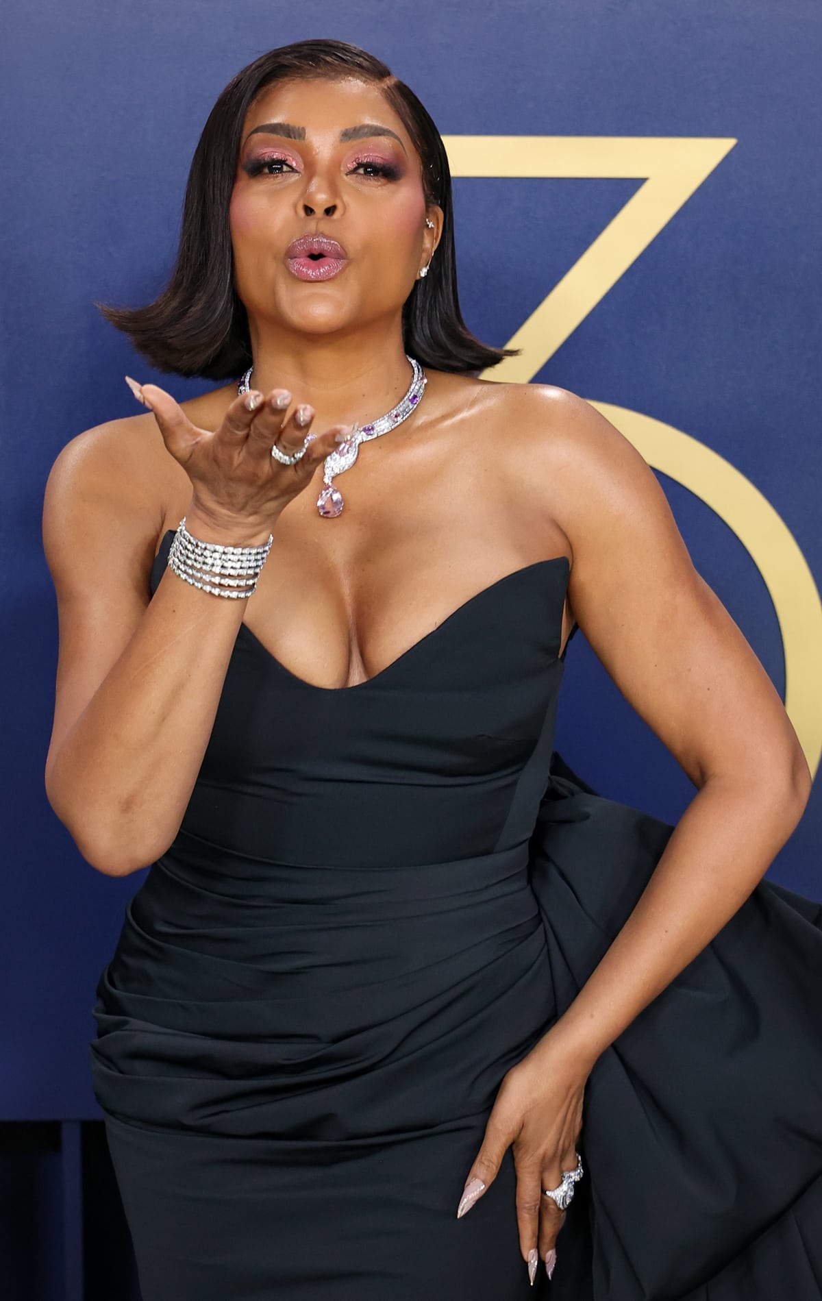 Taraji P. Henson dazzles, pairing Bulgari High Jewelry masterpieces with her chic flipped-out bob