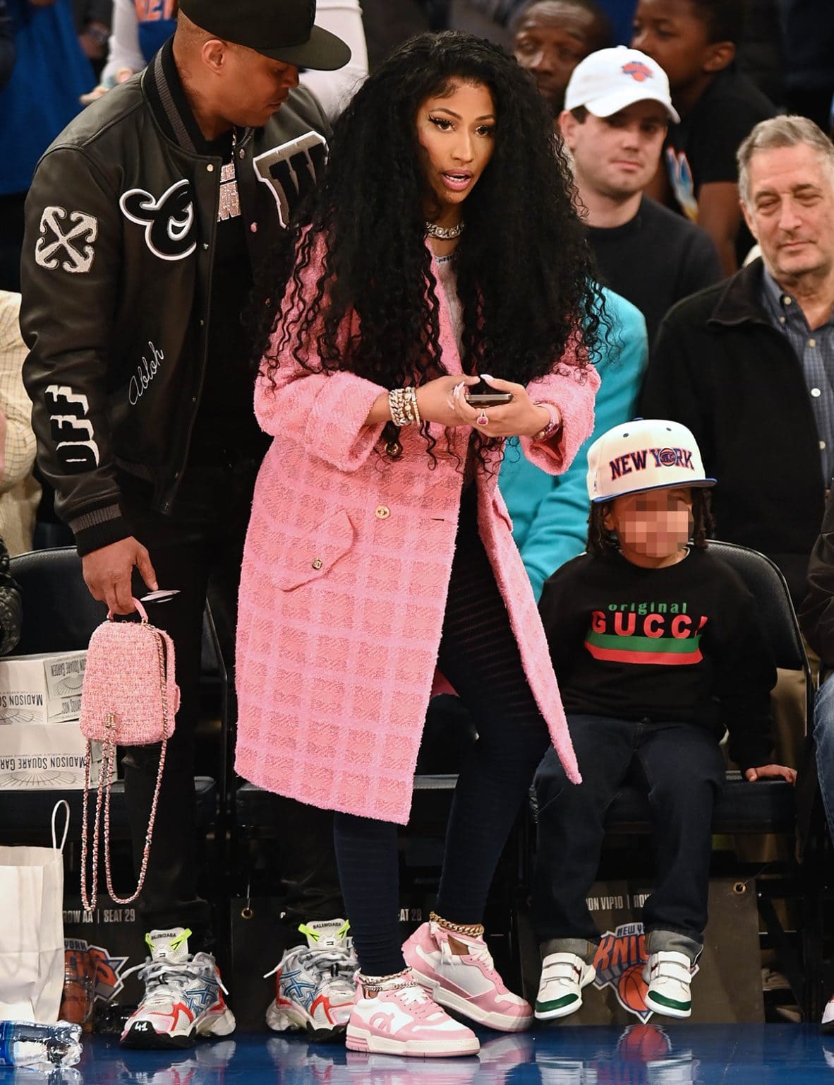 A Family Affair: Nicki Minaj Celebrates Easter Courtside in Pink Chanel ...