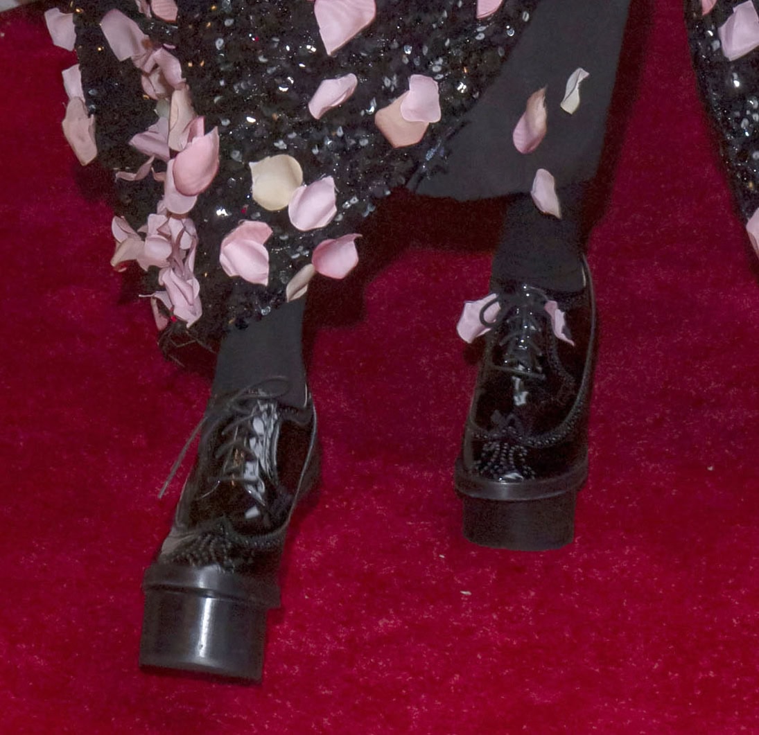 Cynthia Erivo pairs her two-piece tuxedo-style Met Gala ensemble with towering platform brogues