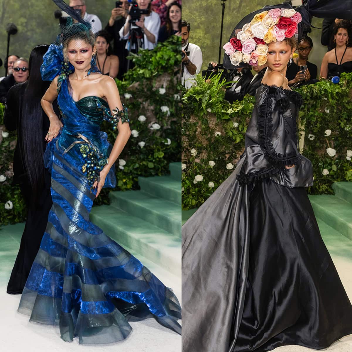 Zendaya co-chairs the 2024 Met Gala and celebrates the "Sleeping Beauties: Reawakening Fashion" exhibit in elaborate ensembles by John Galliano and Celia Kritharioti