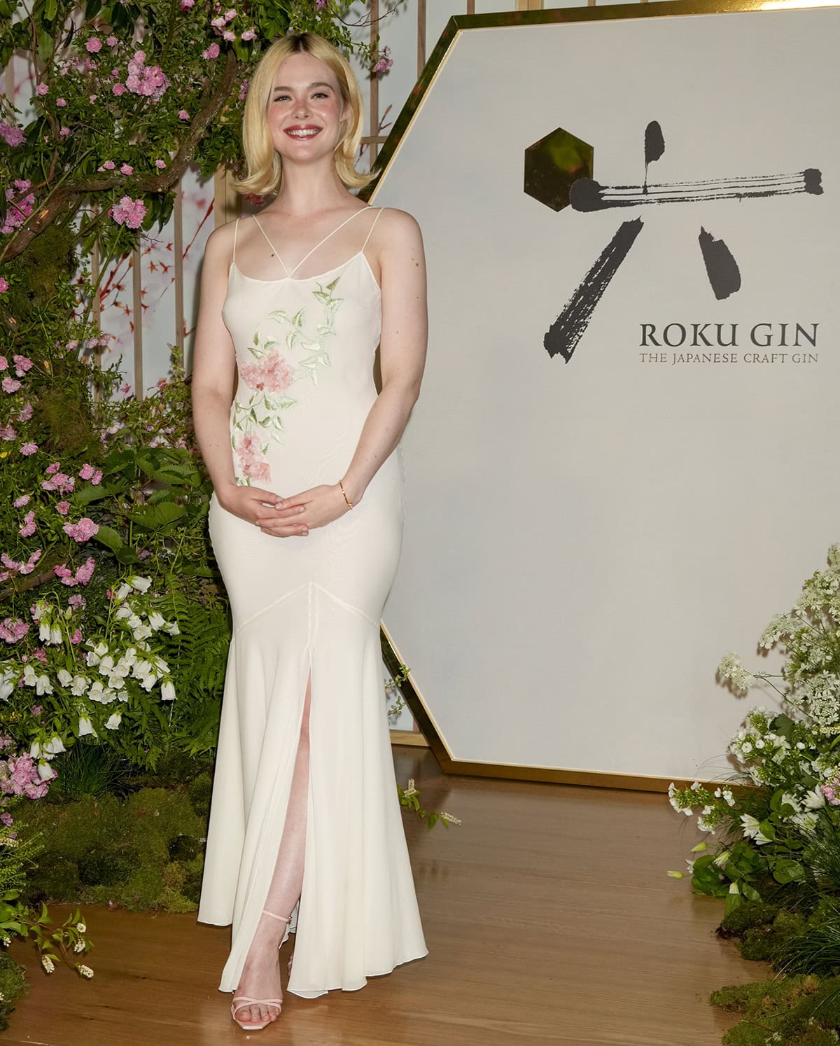 Elle Fanning at the celebration of her “Come Alive with the Seasons” campaign for The House of Suntory’s Roku Gin at 528 West 22nd Street in New York City