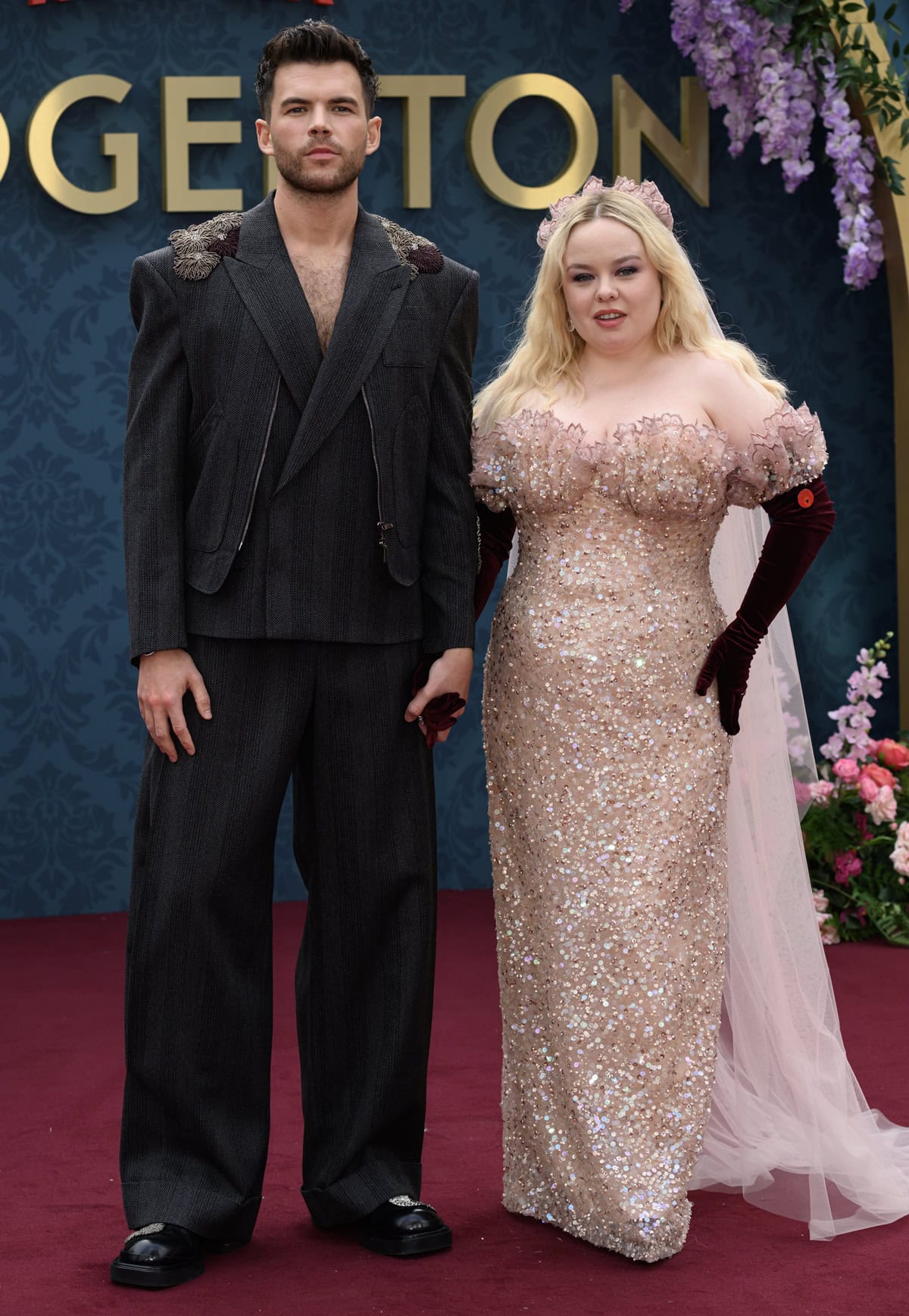 Nicola Coughlan and Luke Newton make a stunning pair on the red carpet at the Bridgerton Season 3 premiere in Leicester Square, London