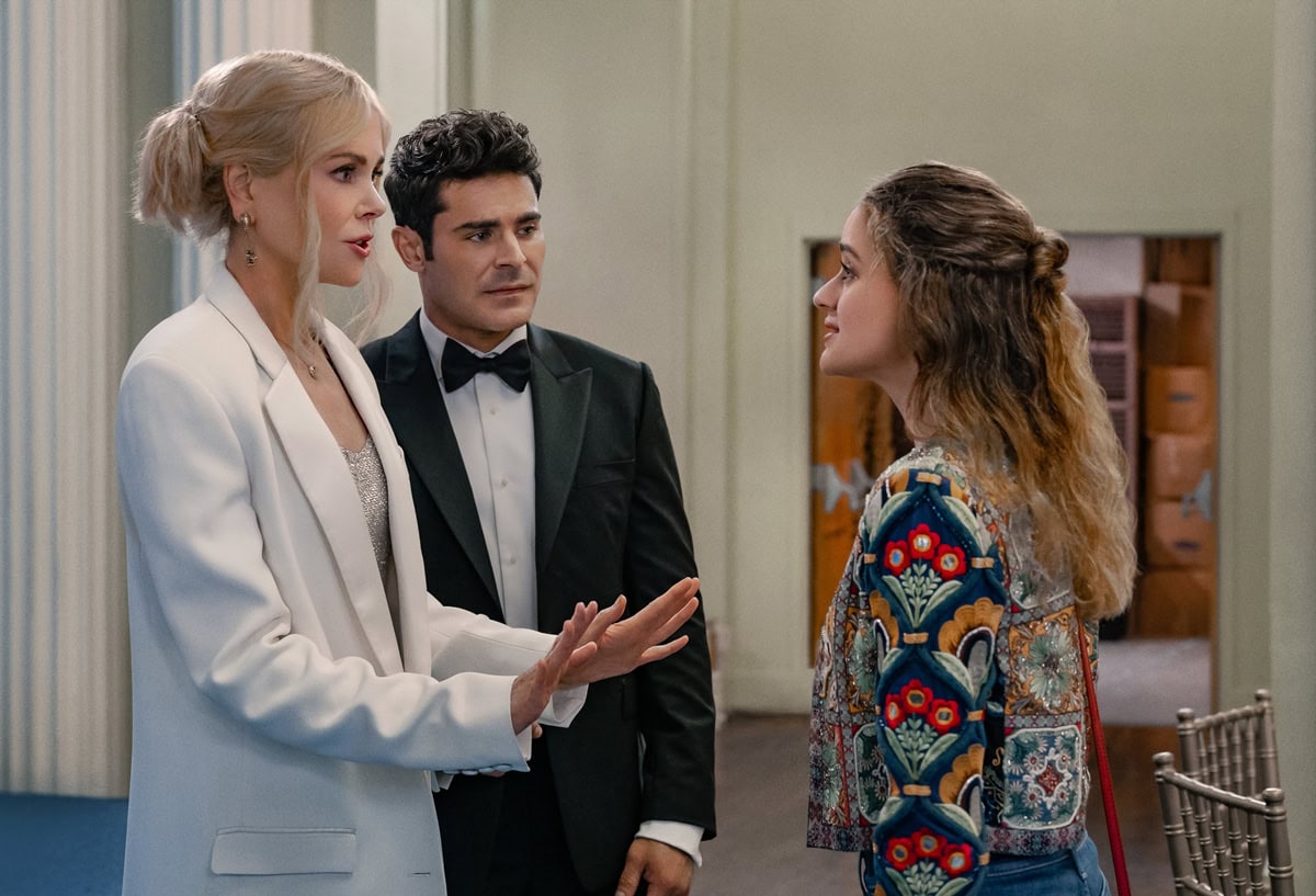 Nicole Kidman as Brooke Harwood, Zac Efron as Chris Cole, and Joey King as Zara Ford in a scene from Netflix's "A Family Affair"