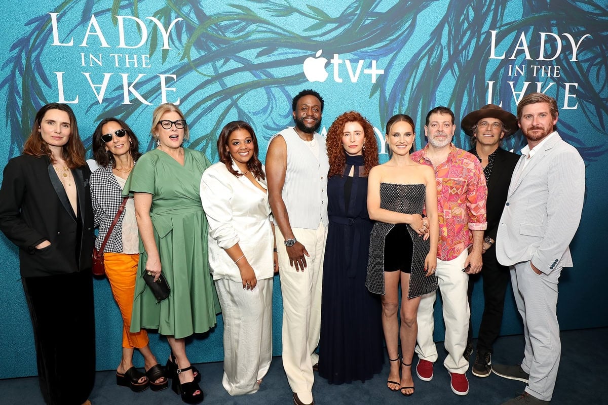 (L-R) Sophie Mas, Amy J. Kaufman, Julie Gardner, Layne P. Eskridge, Byron Bowers, Alma Har'el, Natalie Portman, Boaz Yakin, Nathan Ross, and Chris Leggett attend the Apple TV+ "Lady In The Lake" New York Premiere