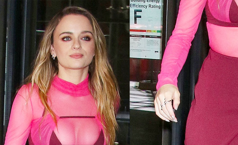 Joey King styles her daring Barbiecore outfit with edgy Simone earrings and a Mara Paris ring