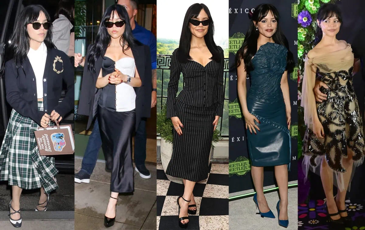 Jenna Ortega showcases her signature goth aesthetic for the Beetlejuice Beetlejuice press tour in New York and Mexico