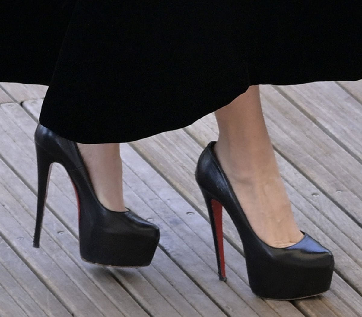 Lady Gaga boosts her height with the Christian Louboutin Daffodile platform pumps