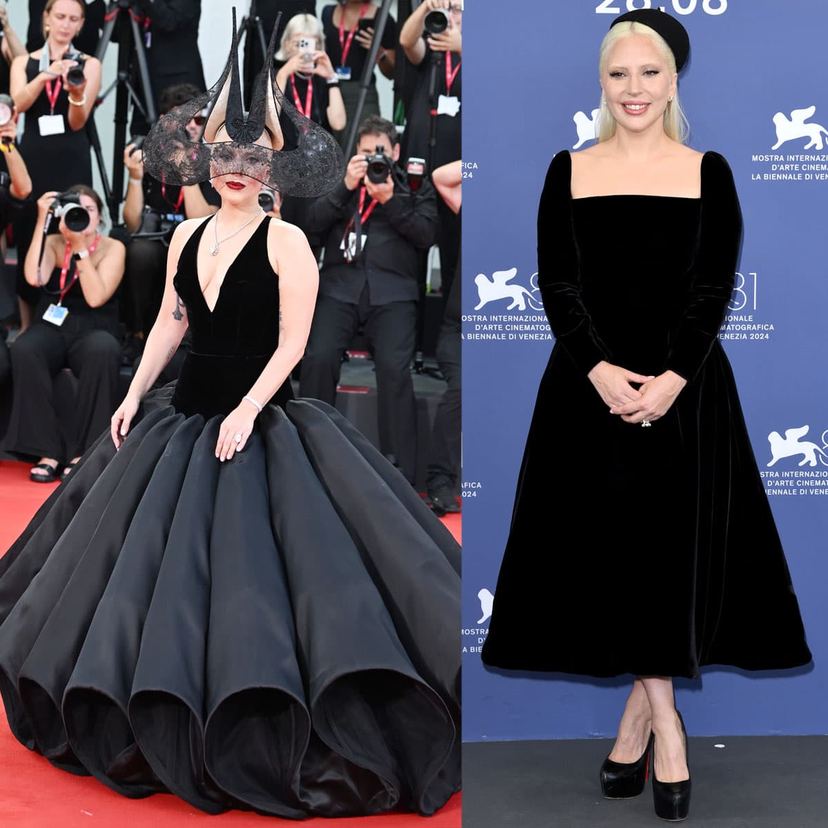 Lady Gaga dons custom Dior at the 81st Venice Film Festival in support of her upcoming musical psychological thriller movie Joker: Folle à Deux