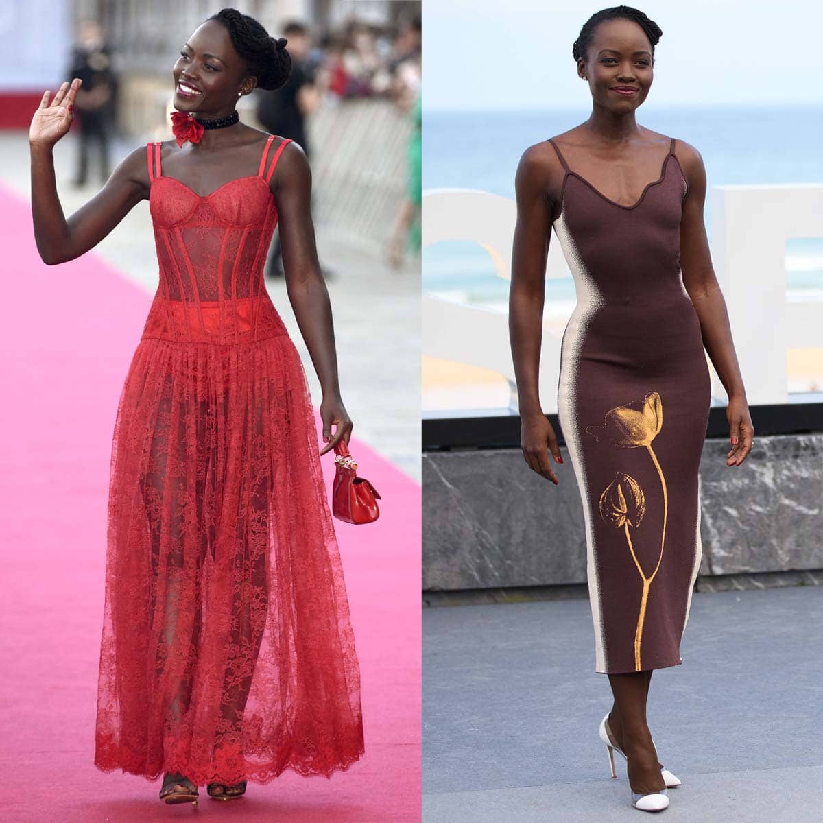 Lupita Nyong'o embraces floral motif at The Wild Robot premiere and photocall during the 72nd San Sebastian International Film Festival in Spain