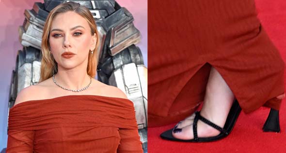 Glamour Over Cyborg: Scarlett Johansson Stuns in Red Saint Laurent Dress and Black Heels at Transformers One London Premiere